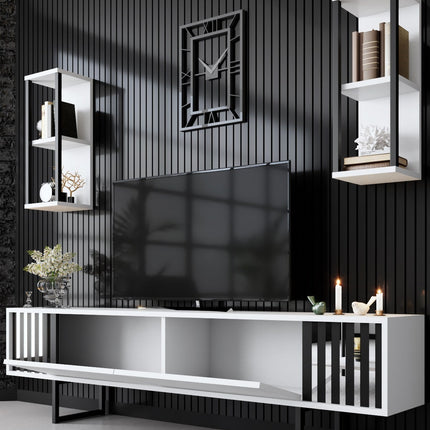 TV szekrény Chrome Line - White, Black-VASBÚTOR