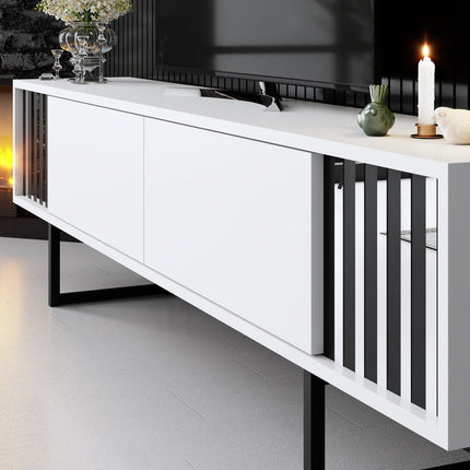 TV szekrény Chrome Line - White, Black-VASBÚTOR