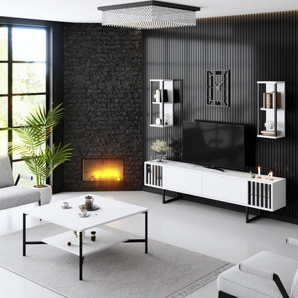 TV szekrény Chrome Line - White, Black-VASBÚTOR