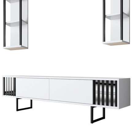 TV szekrény Chrome Line - White, Black-VASBÚTOR