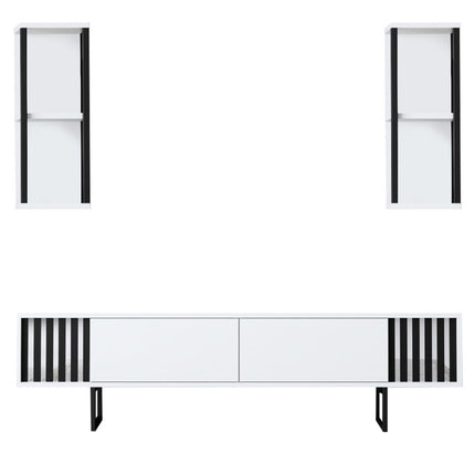 TV szekrény Chrome Line - White, Black-VASBÚTOR