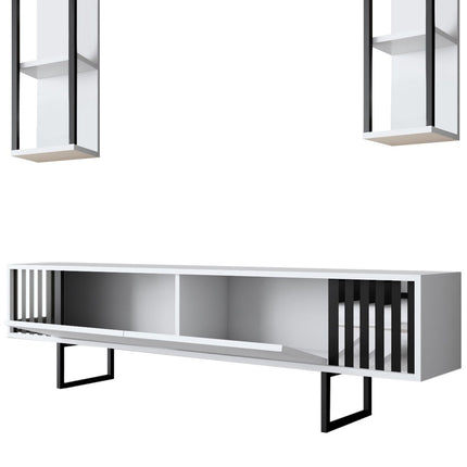 TV szekrény Chrome Line - White, Black-VASBÚTOR
