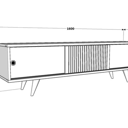 TV szekrény Ecrin - White, Walnut-VASBÚTOR