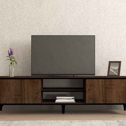 TV szekrény Erem - Walnut, Black-VASBÚTOR