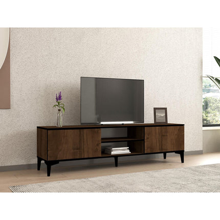 TV szekrény Erem - Walnut, Black-VASBÚTOR