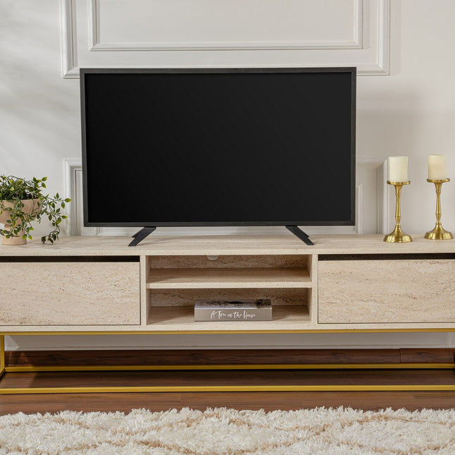 TV szekrény Escape 180 - Arany, Travertine-VASBÚTOR