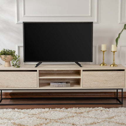 TV szekrény Escape 180 -Fekete, Travertine-VASBÚTOR