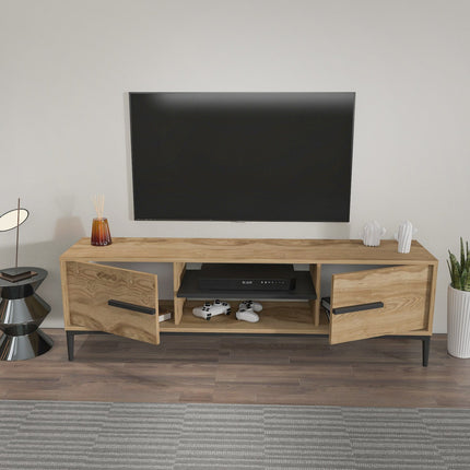 TV szekrény Eslem - Oak, Black-VASBÚTOR
