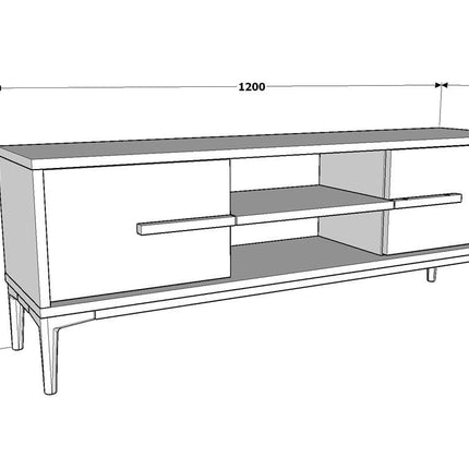 TV szekrény Eslem - White, Walnut-VASBÚTOR