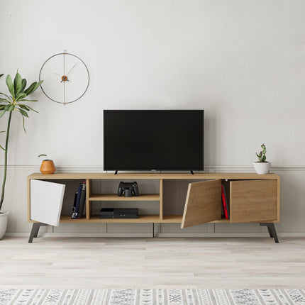 TV szekrény Fiona - Oak, White-VASBÚTOR