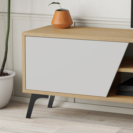 TV szekrény Fiona - Oak, White-VASBÚTOR