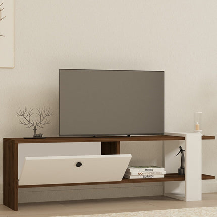 TV szekrény Gaye - Walnut, White-VASBÚTOR