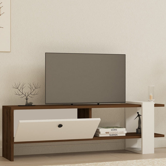 TV szekrény Gaye - Walnut, White-VASBÚTOR