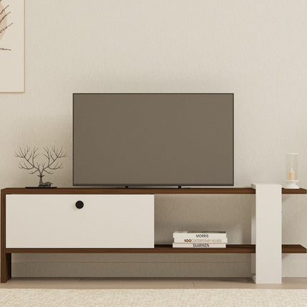 TV szekrény Gaye - Walnut, White-VASBÚTOR