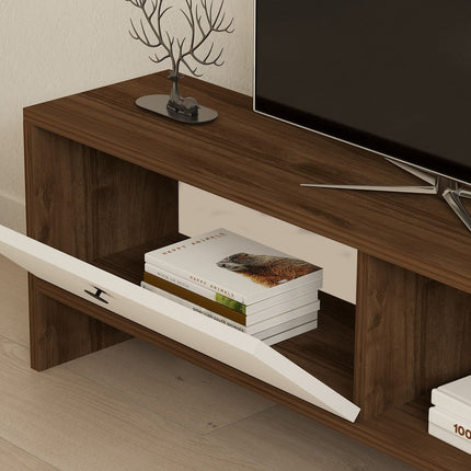 TV szekrény Gaye - Walnut, White-VASBÚTOR