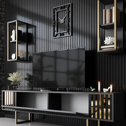 TV szekrény Gold Line - Anthracite, Black-VASBÚTOR