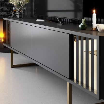 TV szekrény Gold Line - Anthracite, Black-VASBÚTOR