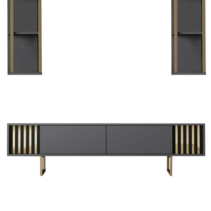 TV szekrény Gold Line - Anthracite, Black-VASBÚTOR