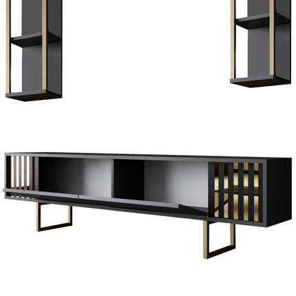 TV szekrény Gold Line - Anthracite, Black-VASBÚTOR
