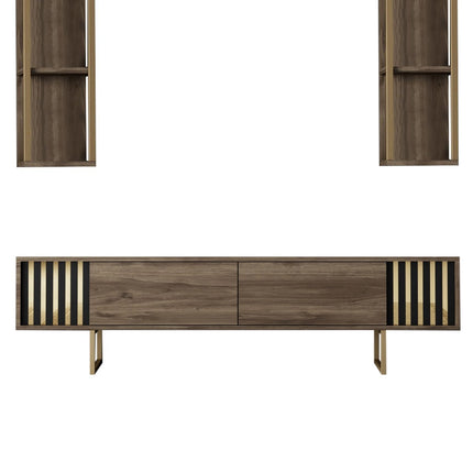 TV szekrény Gold Line - Walnut, Black-VASBÚTOR