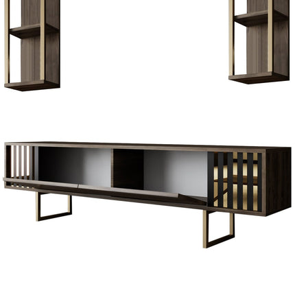 TV szekrény Gold Line - Walnut, Black-VASBÚTOR
