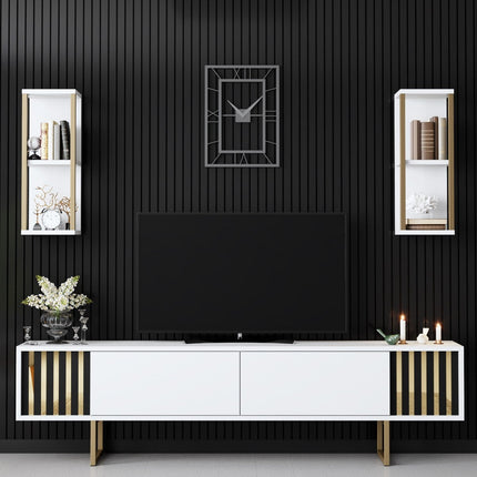 TV szekrény Gold Line - White, Black-VASBÚTOR