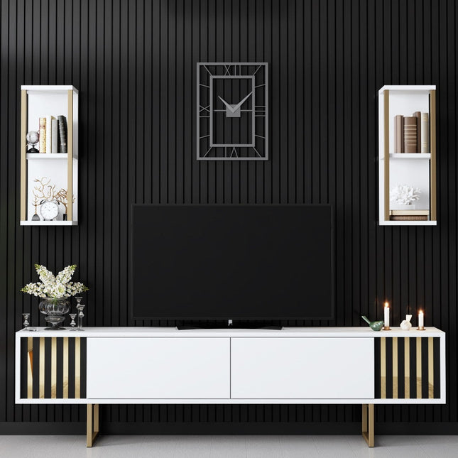 TV szekrény Gold Line - White, Black-VASBÚTOR