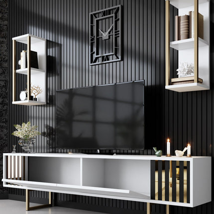 TV szekrény Gold Line - White, Black-VASBÚTOR