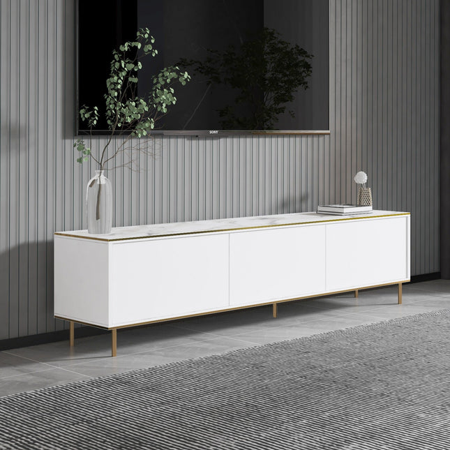TV szekrény Imaj - Marble, White-VASBÚTOR