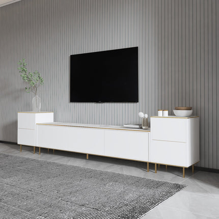 TV szekrény Imaj - Marble, White-VASBÚTOR