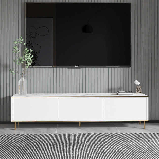 TV szekrény Imaj - Marble, White-VASBÚTOR