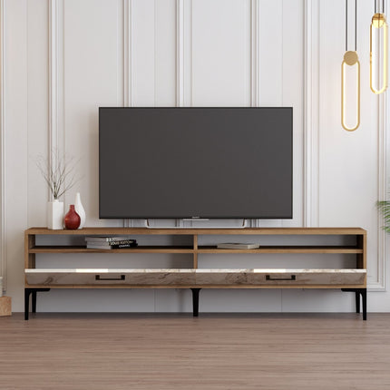 TV szekrény Istanbul 2 - Diós Fehér Marble-VASBÚTOR