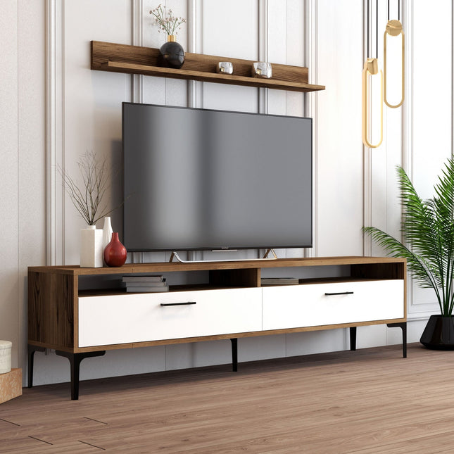 TV szekrény Istanbul - Diós, Fehér-VASBÚTOR