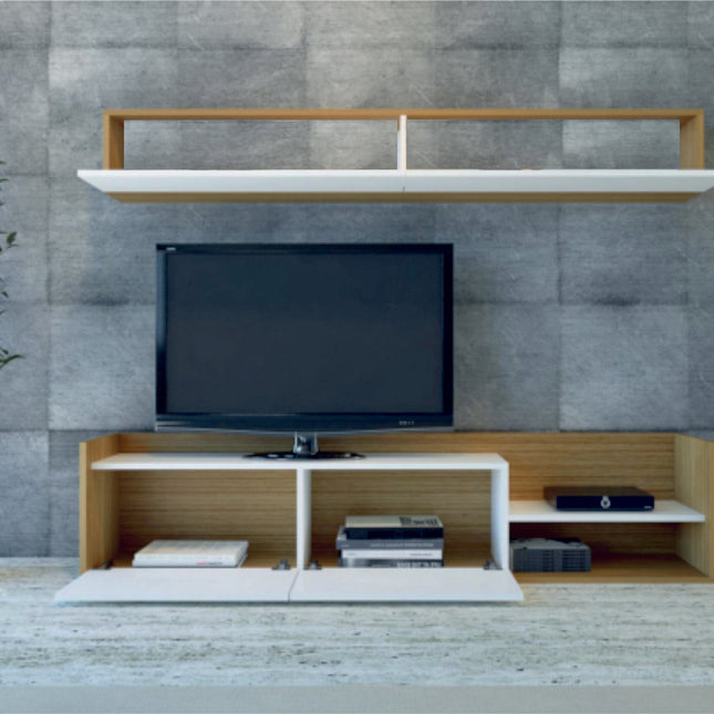 TV szekrény Kale - Teak, White-VASBÚTOR