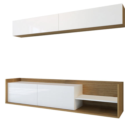 TV szekrény Kale - Teak, White-VASBÚTOR