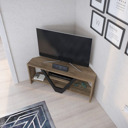 TV szekrény Karin - Walnut, Black-VASBÚTOR