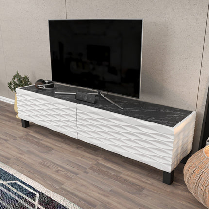 TV szekrény Lerze - White, Black-VASBÚTOR