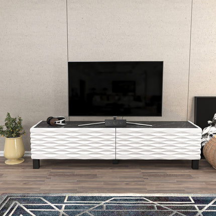 TV szekrény Lerze - White, Black-VASBÚTOR