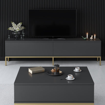TV szekrény Lord - Anthracite, Gold-VASBÚTOR