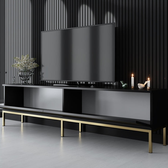 TV szekrény Lord - Black, Gold-VASBÚTOR