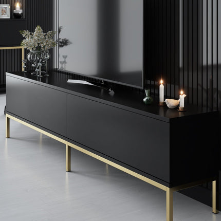 TV szekrény Lord - Black, Gold-VASBÚTOR