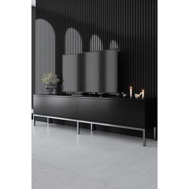 TV szekrény Lord - Black, Silver-VASBÚTOR