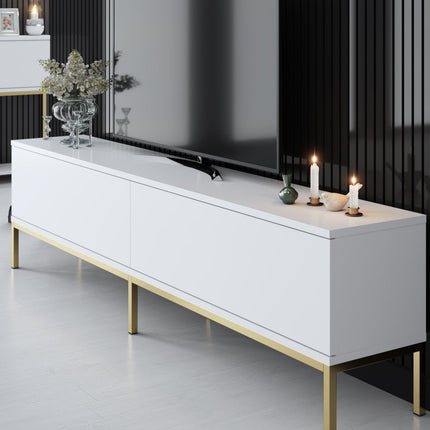 TV szekrény Lord - White, Gold-VASBÚTOR