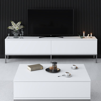 TV szekrény Lord - White, Silver-VASBÚTOR