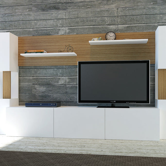 TV szekrény Lore - White, Teak-VASBÚTOR