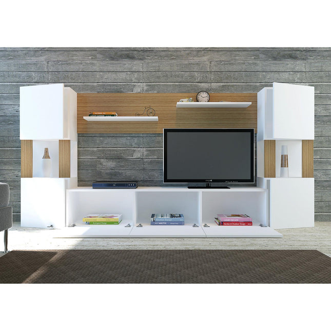 TV szekrény Lore - White, Teak-VASBÚTOR