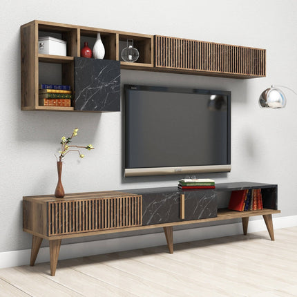 TV szekrény Milan - Diós, Fekete-VASBÚTOR