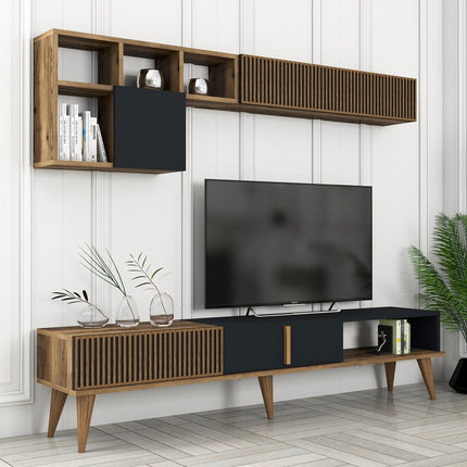 TV szekrény Milan TV - Diós, Antracit-VASBÚTOR