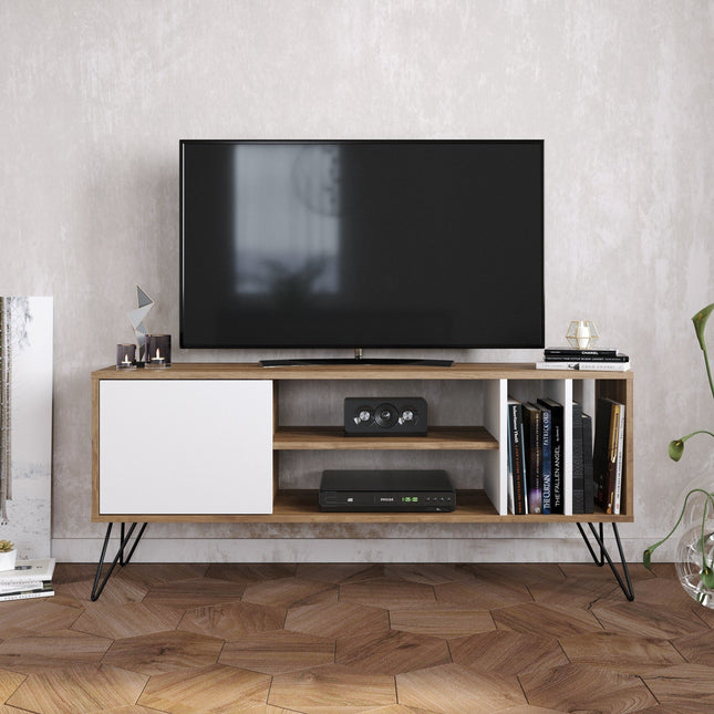 TV szekrény Mistico (140) - Diós, Fehér-VASBÚTOR