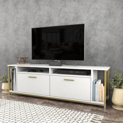 TV szekrény Omar - White, Gold-VASBÚTOR